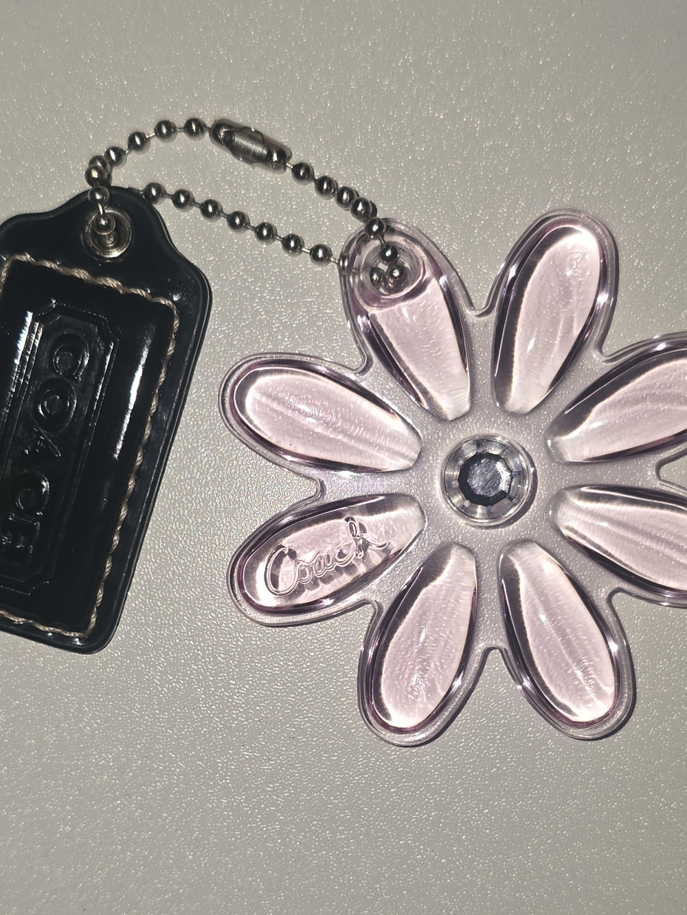 Coach Pink Poppy Daisy Flower Bag Charm And Hangtag Set